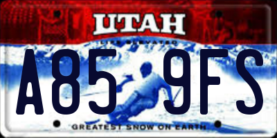 UT license plate A859FS