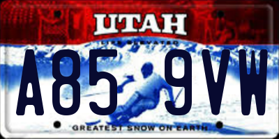 UT license plate A859VW