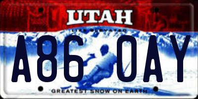 UT license plate A860AY