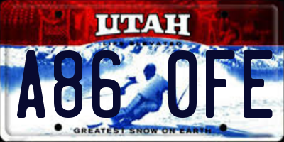 UT license plate A860FE