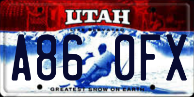UT license plate A860FX