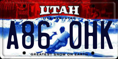 UT license plate A860HK