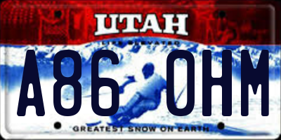UT license plate A860HM