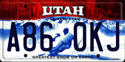 UT license plate A860KJ