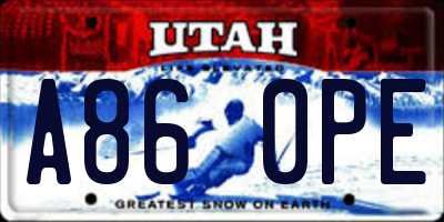 UT license plate A860PE