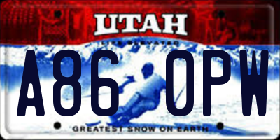 UT license plate A860PW