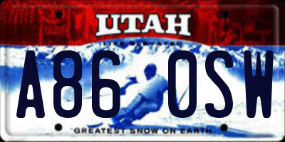UT license plate A860SW