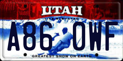UT license plate A860WF
