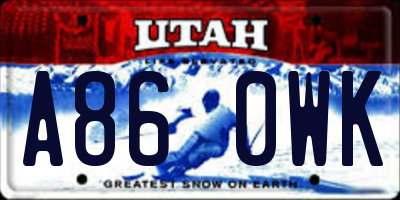 UT license plate A860WK