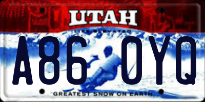UT license plate A860YQ