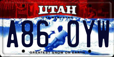 UT license plate A860YW