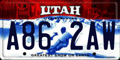 UT license plate A862AW