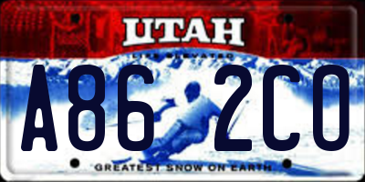 UT license plate A862CO