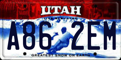 UT license plate A862EM