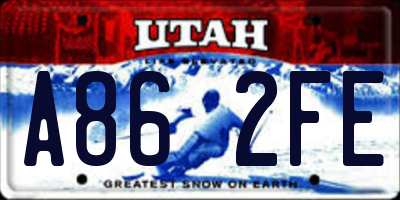 UT license plate A862FE