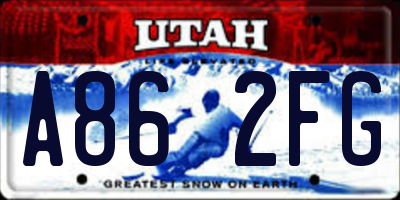 UT license plate A862FG