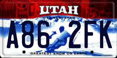 UT license plate A862FK
