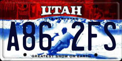 UT license plate A862FS