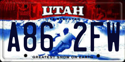 UT license plate A862FW