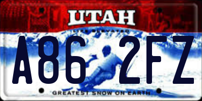 UT license plate A862FZ