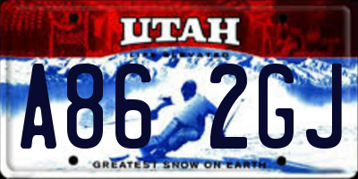 UT license plate A862GJ