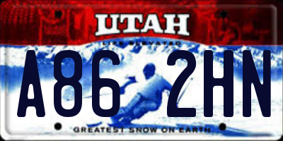 UT license plate A862HN