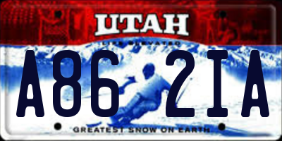 UT license plate A862IA