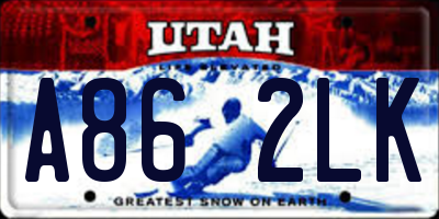 UT license plate A862LK
