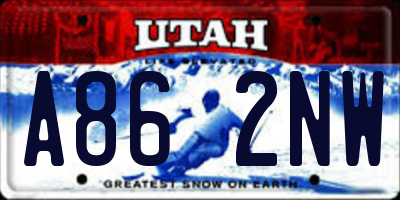 UT license plate A862NW