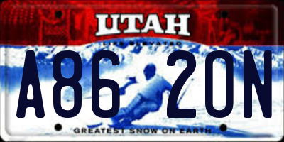 UT license plate A862ON