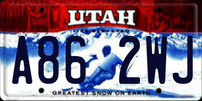 UT license plate A862WJ