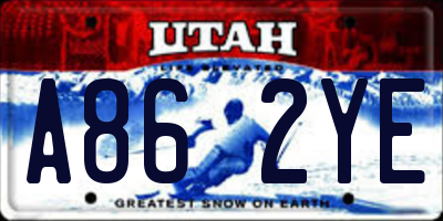 UT license plate A862YE
