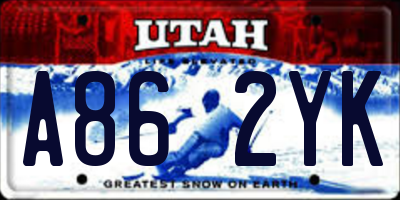 UT license plate A862YK