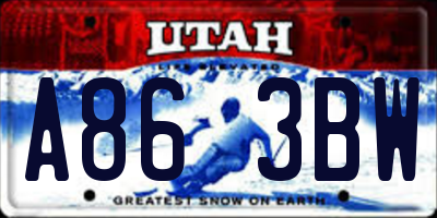 UT license plate A863BW