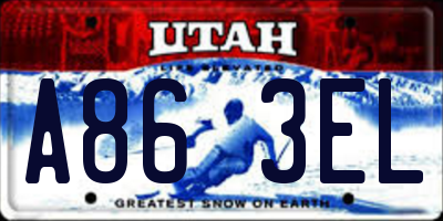 UT license plate A863EL