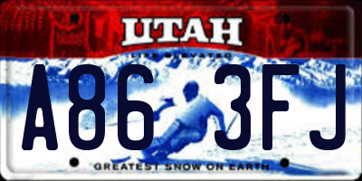 UT license plate A863FJ