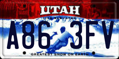 UT license plate A863FV