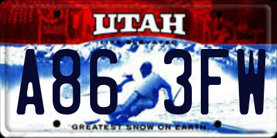 UT license plate A863FW