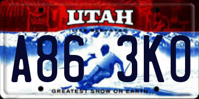 UT license plate A863KO