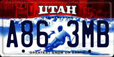 UT license plate A863MB