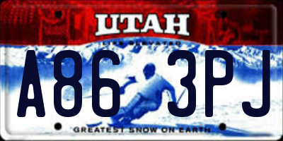 UT license plate A863PJ