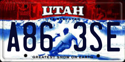 UT license plate A863SE