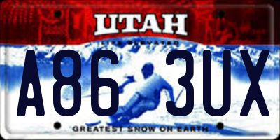 UT license plate A863UX