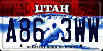 UT license plate A863WW