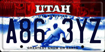 UT license plate A863YZ