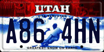 UT license plate A864HN