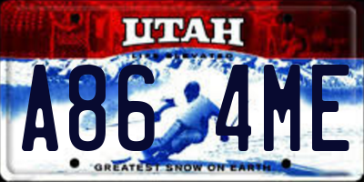 UT license plate A864ME