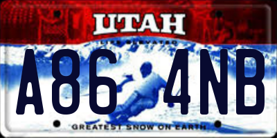 UT license plate A864NB