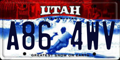 UT license plate A864WV