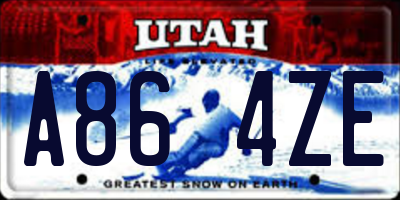 UT license plate A864ZE